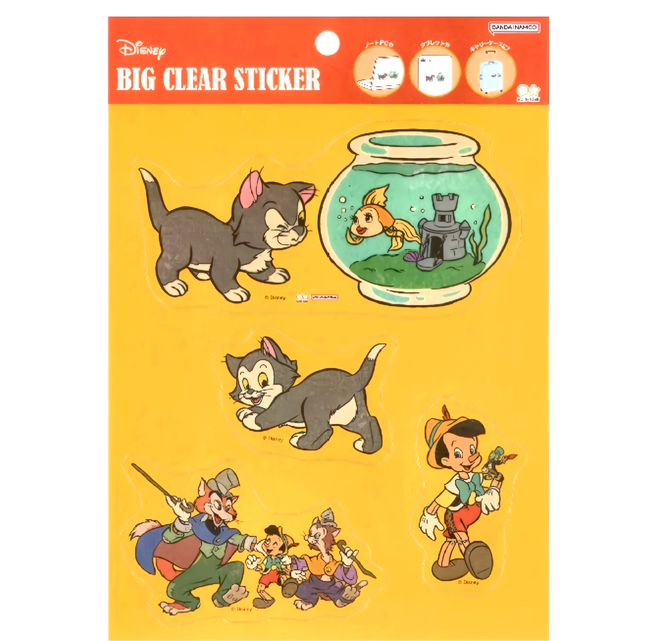 sun-star Disney 透明貼紙套組 PVC塑膠材質 適用於筆電手機行李箱外殼裝飾 每款內含4-5種不同樣式, 木偶奇遇記 多色, 1包