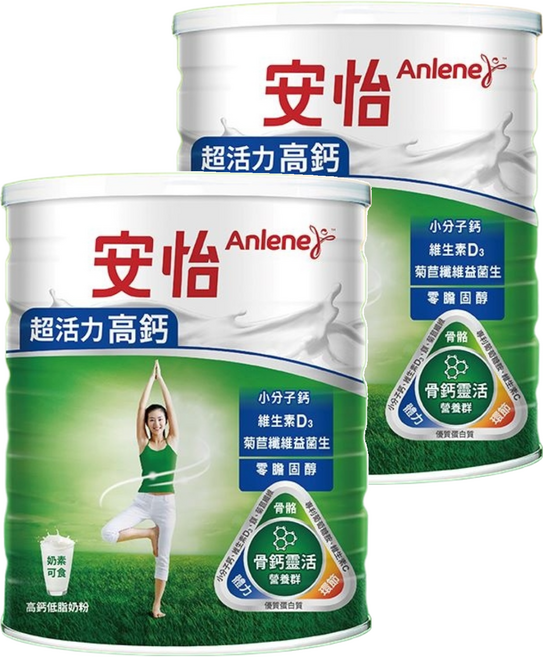 Anlene 安怡 活力高鈣低脂奶粉, 1.5kg, 2罐