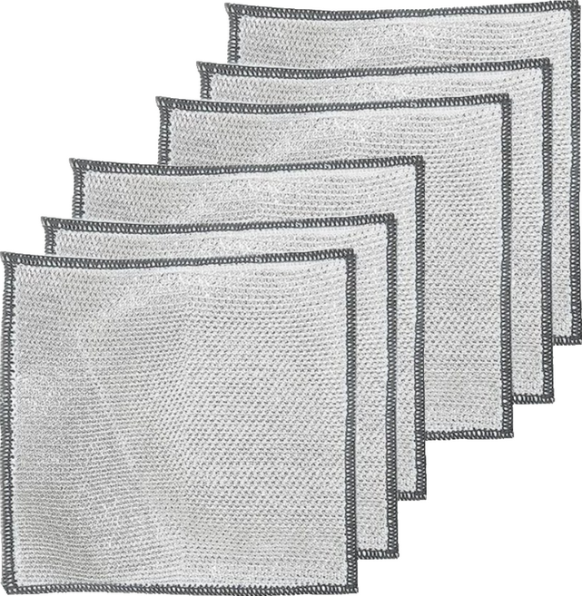 日本SP SAUCE 金屬絲質去油汙網格抹布 20x20公分 3條裝, 銀灰色, 2包