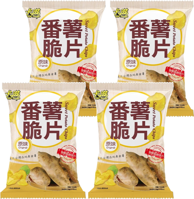 Pop-Smile 卡滋 蕃薯脆片 原味, 70g, 4包