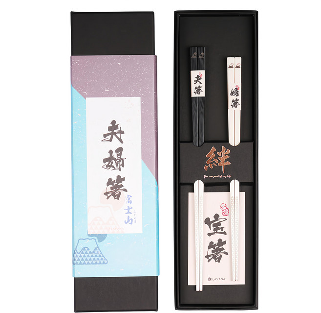 台灣第一筷 夫妻筷 富士山 2雙組 - 增添用餐儀式感, 黑色 + 白色, 2雙筷子, 1組