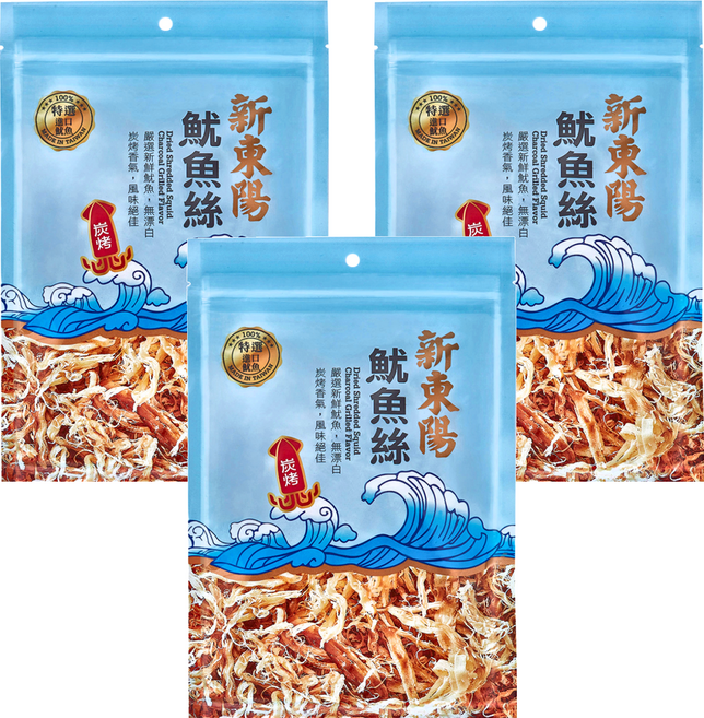 新東陽 魷魚絲 炭烤, 85g, 3包