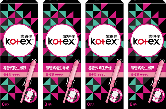 Kotex 靠得住 導管式衛生棉條, 量多型, 8支, 4盒