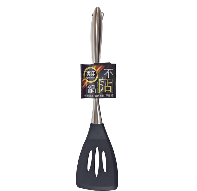 minono 米諾諾 304不鏽鋼不沾鍋矽膠瀝油鍋鏟 7.5 x 33cm, 顏色隨機, 1支