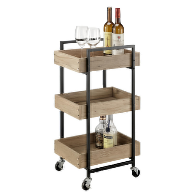 Hampton 漢汀堡 喬伊置物收納推車, 黑色 + 原木色