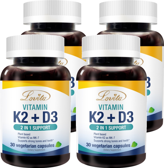Lovita 維生素K2 + D3素食膠囊 0.4g, 30顆, 4罐