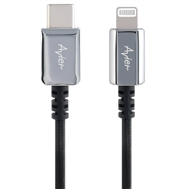 Avier CLASSIC USB C-Lightning 編織高速充電傳輸線 MFi 認證, 1m, 銀色, 1條