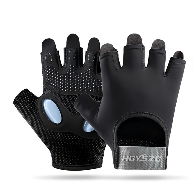 HBYSZB 運動健身耐磨手套, 暗夜黑, 1雙