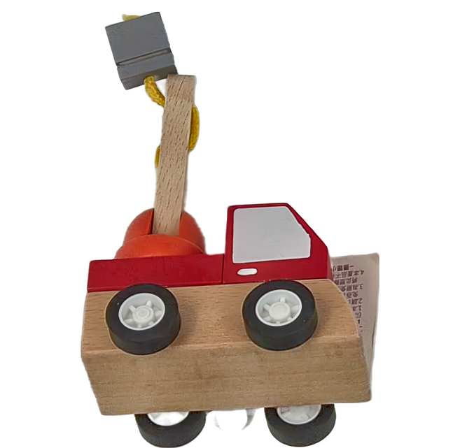 德德小品集 木製發條工程車, 紅車, 1個