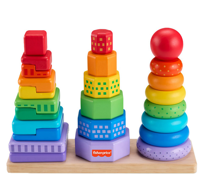 fisher-price 費雪 木製形狀分類疊疊樂 3個, 1組