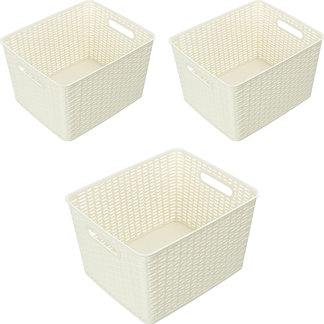 KEYWAY 聯府 藤藝105收納籃 19L, 白色, 3個