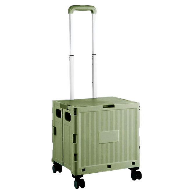 HONG JIN 宏晉 摺疊購物推車 萬向四輪款 38L, 1個, 奶油綠