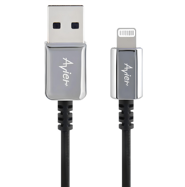Avier CLASSIC USB A-Lightning 編織高速充電傳輸線 鋅合金接頭, 1.8m, 銀色, 1條