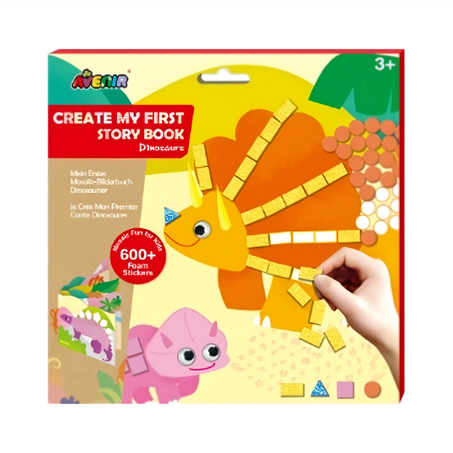 AVEnIR 我的第一本馬賽克貼紙故事書, 1本, 恐龍 多色