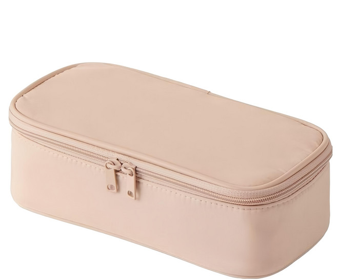 MUJI 無印良品 聚酯纖維橫型化妝箱, 1個, 粉米色
