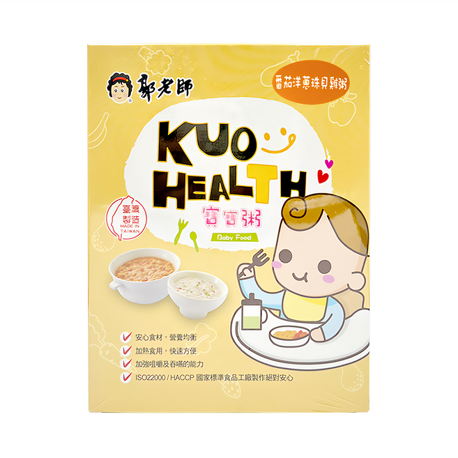 郭老師 寶寶粥 蕃茄洋蔥珠貝雞粥 原型食材熬煮 天然無調味 台灣製造, 300g, 1盒