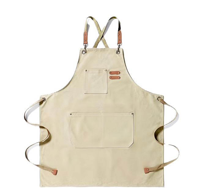 理享家 帆布加厚耐用型 咖啡師系列 牛仔圍裙 76 x 23cm, 米白色, 1件