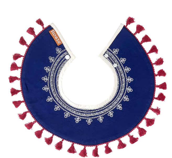 Roaze 柔仕 日系圍兜 典雅系列 3個月以上 30.5*30.5cm, 藏藍流蘇, 1件, 1件