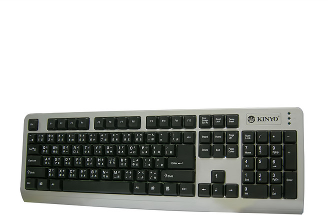 Kinyo USB精緻鍵盤 450 x 21 x 152mm 線長140cm 480g, KB-18U, 銀黑色