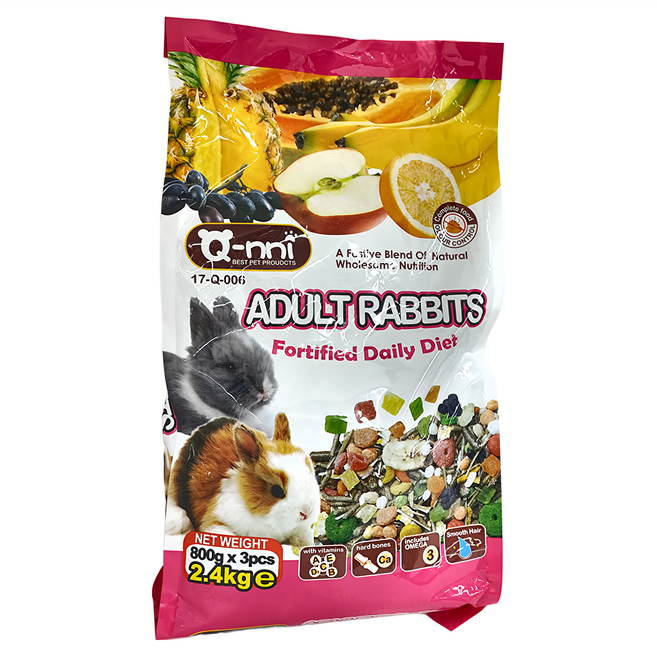 Q-nni 寵物兔水果大餐飼料, 2400g, 1袋