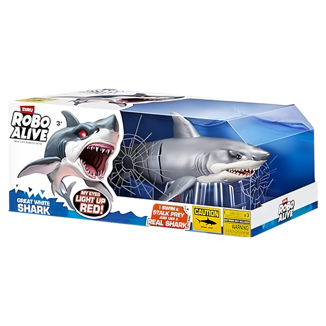 ROBOALIVE Shark Attack 鯊讚 眼睛發光玩具, 灰色, 1個