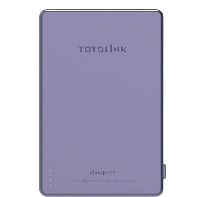 TOTOLINK 超薄磁吸無線快充行動電源 5000mAh USB-C, Classic M5, 果漾紫