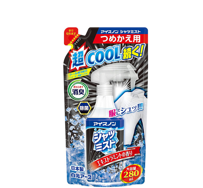 Hakugen Earth 白元 衣物涼感噴霧EX 補充包, 薄荷, 280ml, 1包