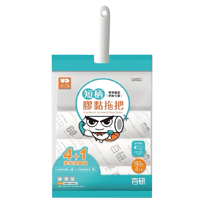 UdiLife 優的生活大師 百研 4+1短柄膠黏拖把, 1組