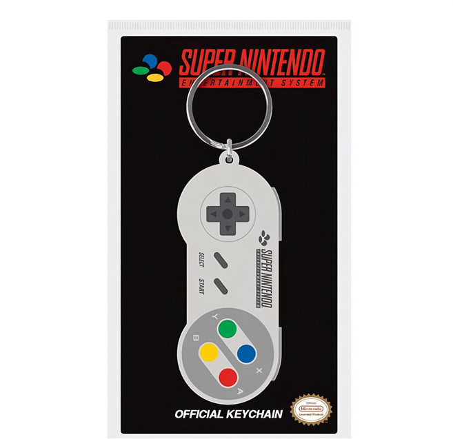 Nintendo 任天堂 鑰匙圈 官方授權, 超任手把造型 白色, 1個