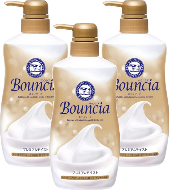 COW STYLE 牛乳石鹼 Bouncia 極致水潤沐浴乳, 3瓶, 460ml