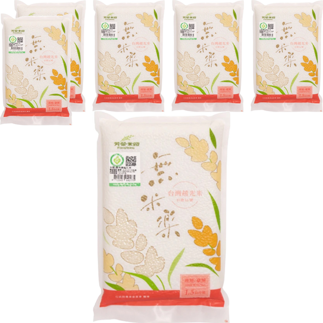 芳榮米廠 無米樂 鴨稻台灣越光米 台南16號, 一等米, 1.5kg, 6包