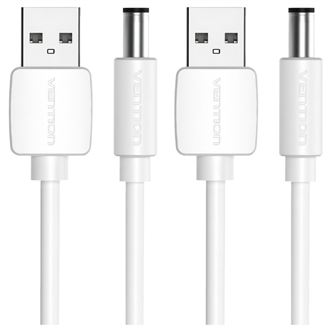 VEnTIOn 威迅 USB對DC 5.5mm 音叉式電源線 白色, CEY, 2條