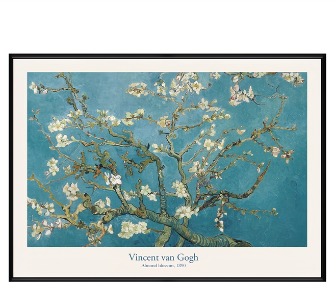 BOLUO GALLERY 菠蘿選畫所 大師名作系列 梵谷 杏花 70 x 50cm 木框裝飾掛畫 黑色 AVAR5706B