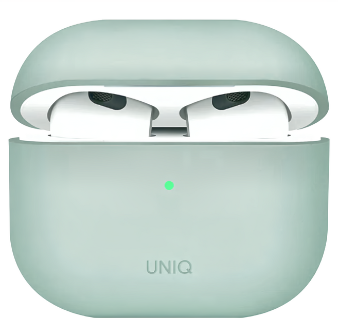 UNIQ Lino素色簡約液態矽膠藍牙耳機保護套 AirPods4, 綠色, 1個
