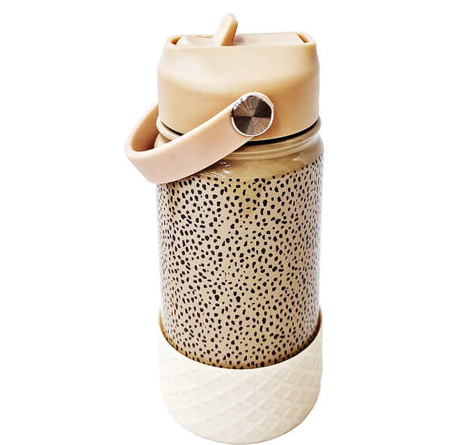 Mrs. ertha 不銹鋼吸管水壺, 經典豹紋, 350ml, 1個