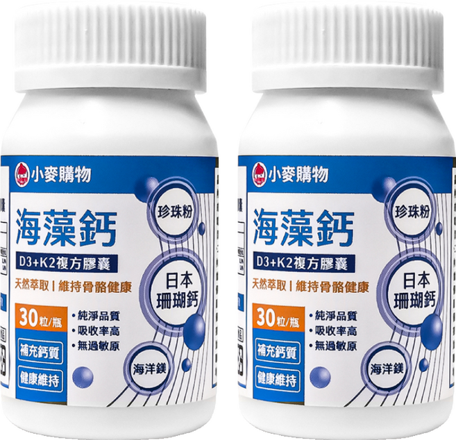 小麥購物 海藻鈣複方膠囊 A123, 30顆, 2罐