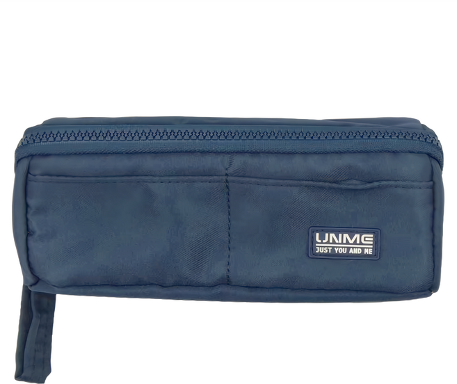 UnMe 防潑水布筆袋 2合1拉鏈掛繩, 深藍, 1個