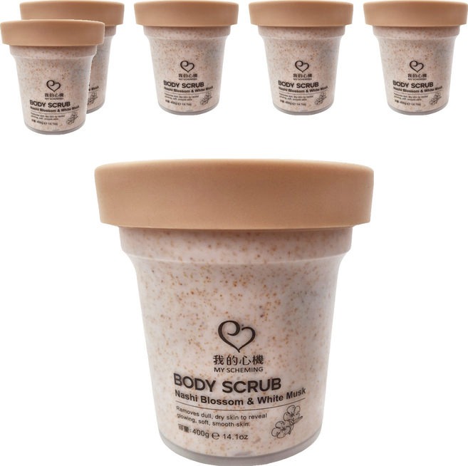 MY SCHEMING 我的心機 水梨花白麝香 淨嫩身體去角質, 400g, 6罐