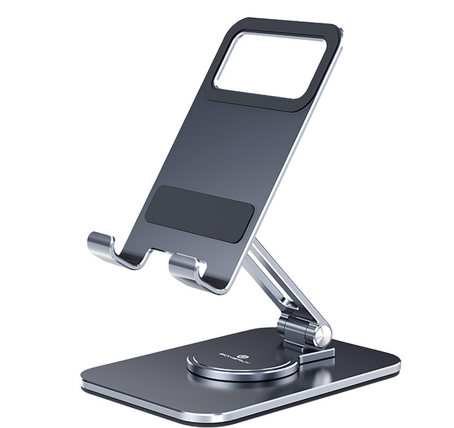 BONERUY 手機款鋁合金旋轉折疊支架 L05mini 鋁合金+矽膠材質, 灰色, 1個