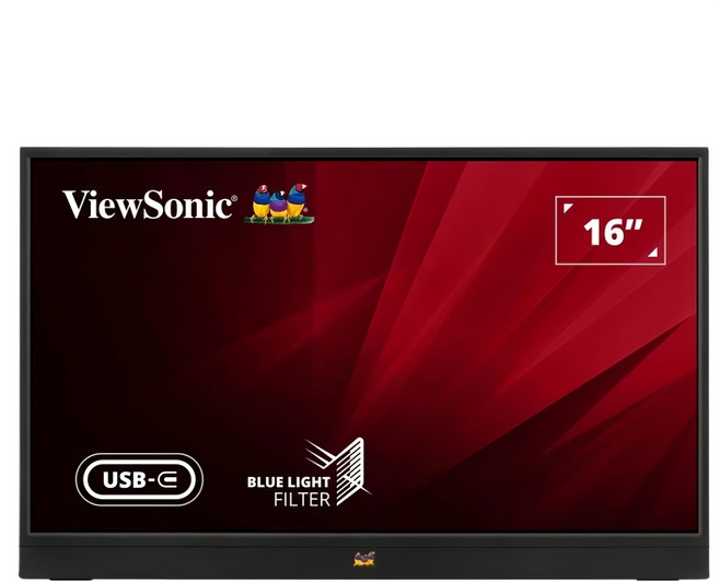 ViewSonic 優派 16型IPS FHD 輕巧可攜式螢幕 USB-CHDMI抗藍光零閃屏內建喇叭, VA1655-3, 40cm