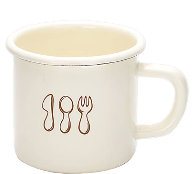 LIFE FACE 刀叉系列 琺瑯杯 350ml, 米白色, 1個