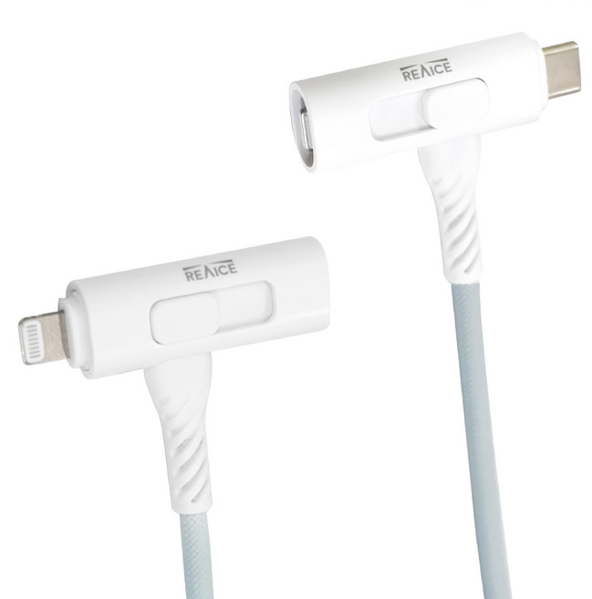 REAICE 台陞科技 T型極上多合一超軟充電線 Type-C to Type-C/Lightning 台灣製, 1.5m, 1條, 白色
