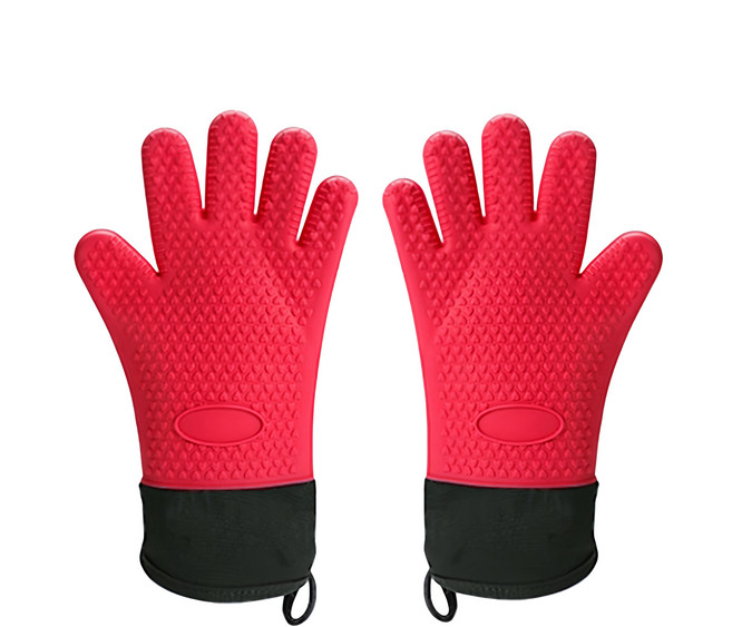 棉心隔熱防滑多功能矽膠手套, 顏色隨機, 2入