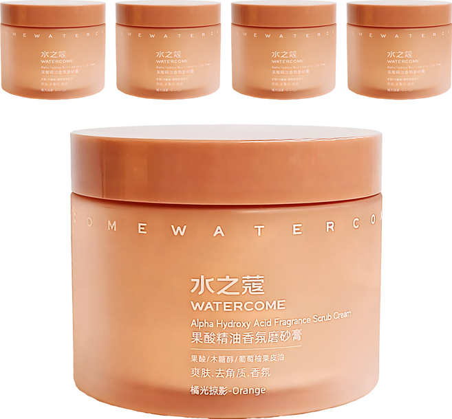 WATERCOME 水之蔻 果酸精油香氛磨砂膏 溫和去角質, 200g, 5罐