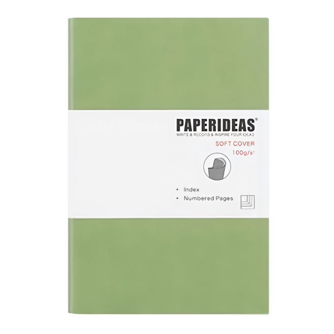 PAPERIDEAS 軟皮筆記本 A5 188頁, 牛油果綠, 1本