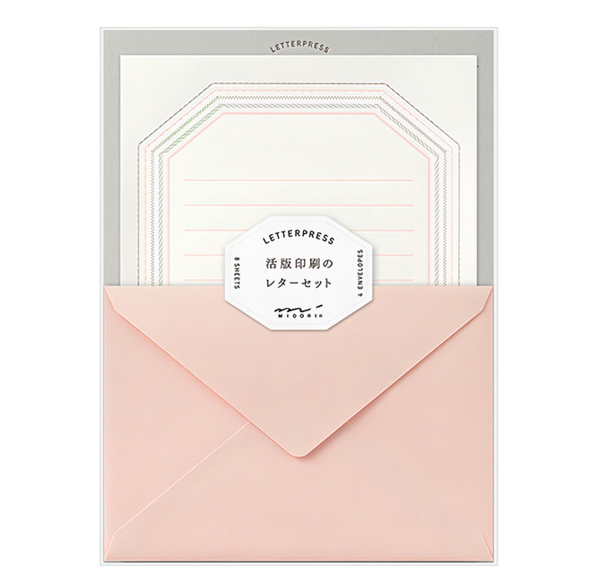 日本 MIDORI 信紙組 活版, 粉紅色, 1包