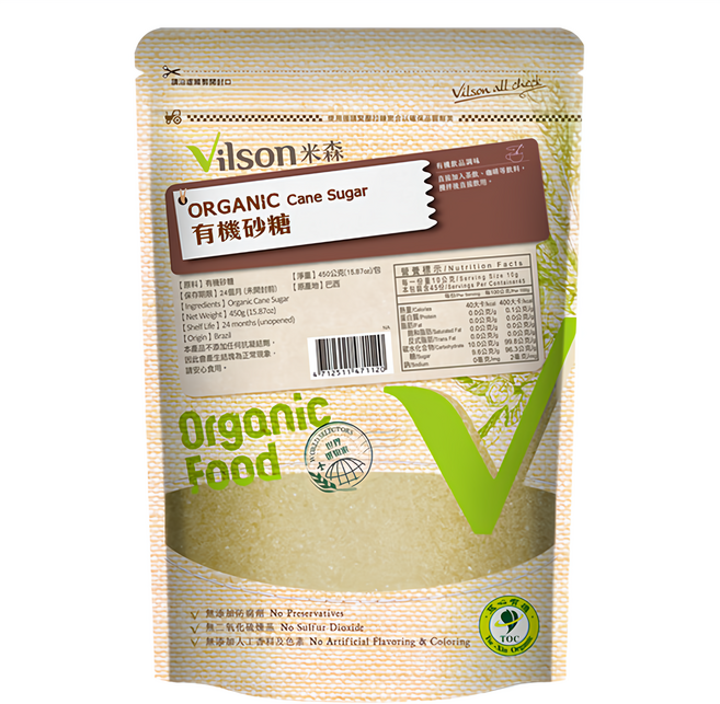 Vilson 米森 有機砂糖, 450g, 1包