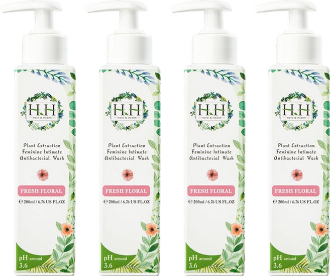 HH 草本新淨界 私密植萃抗菌潔淨露 清新花香, 200ml, 4瓶