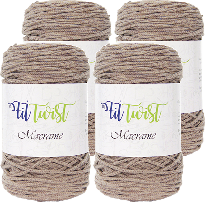 SEVY Fil Twist Macrame系列 編織棉線 Set 250公尺, 可可米色, 4個