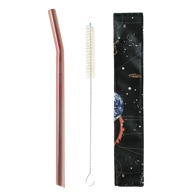 TiKOBO 鈦工坊 純鈦彎式吸管 12mm 粉色, 1支, 1支